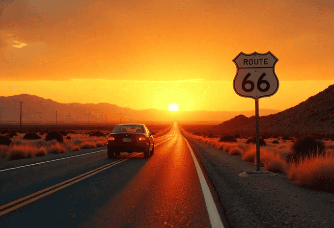 Capture stunning sunset view throughout your trip along the Route 66