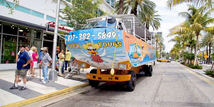 Miami Beach tour in an amphibious vehicle