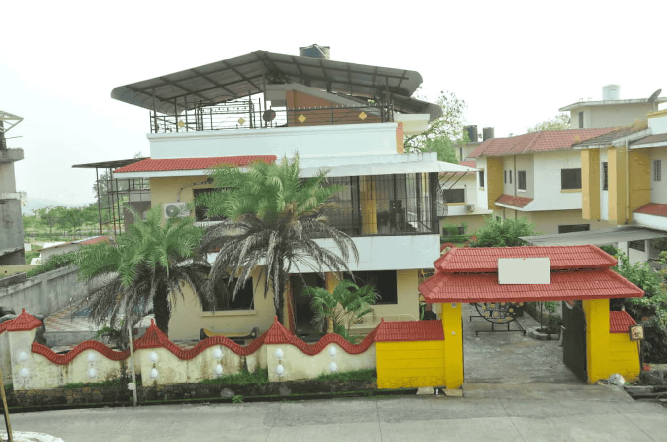 Aerial view of the villa during day