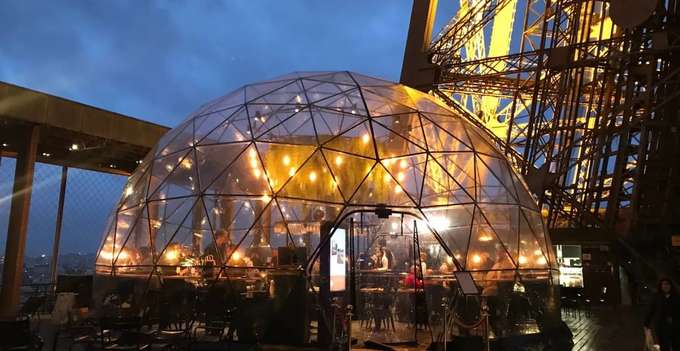 Enjoy dinner in a bubble shaped dome