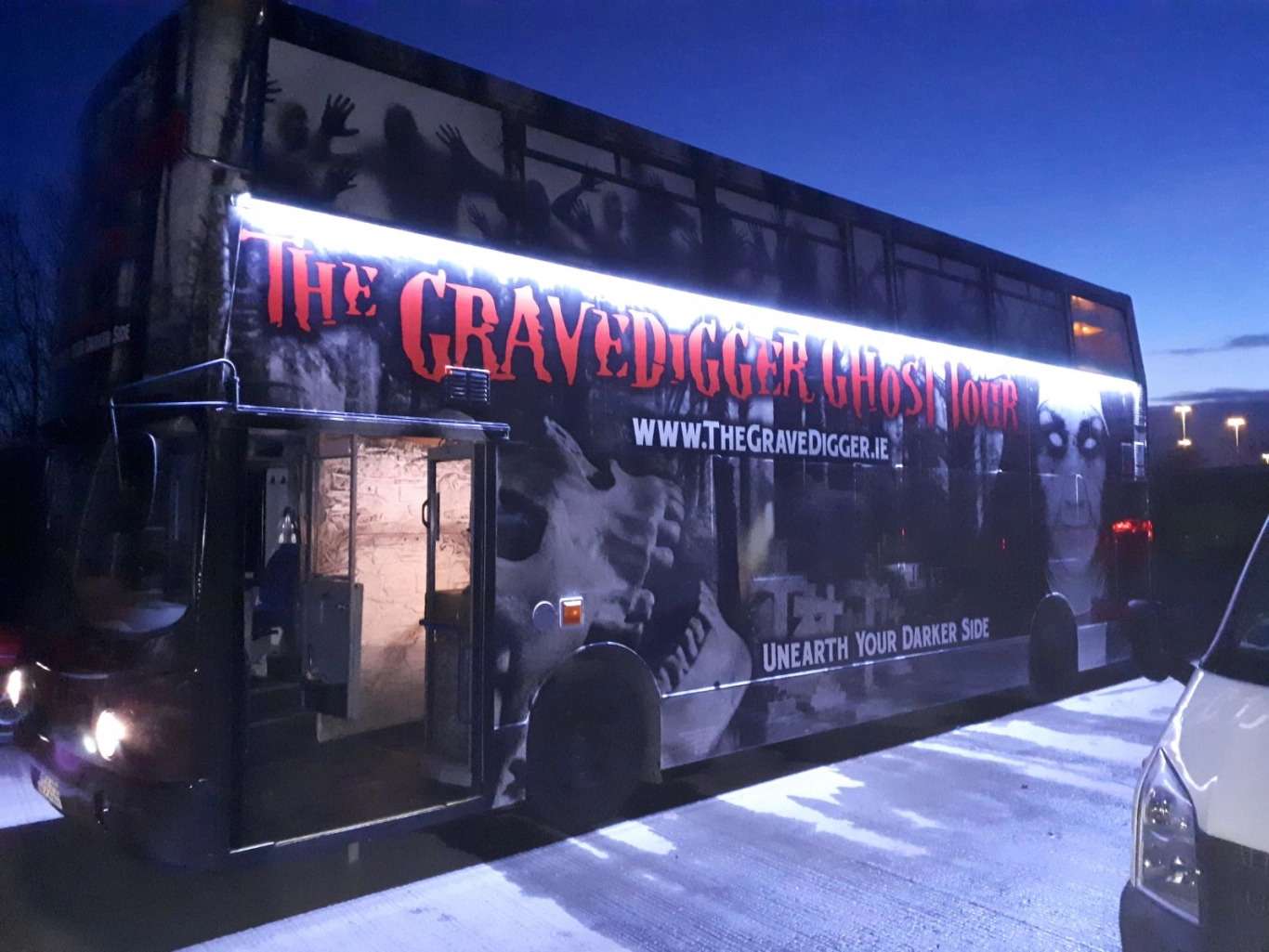 All aboard the spooky express at the The Gravedigger Ghost Tour