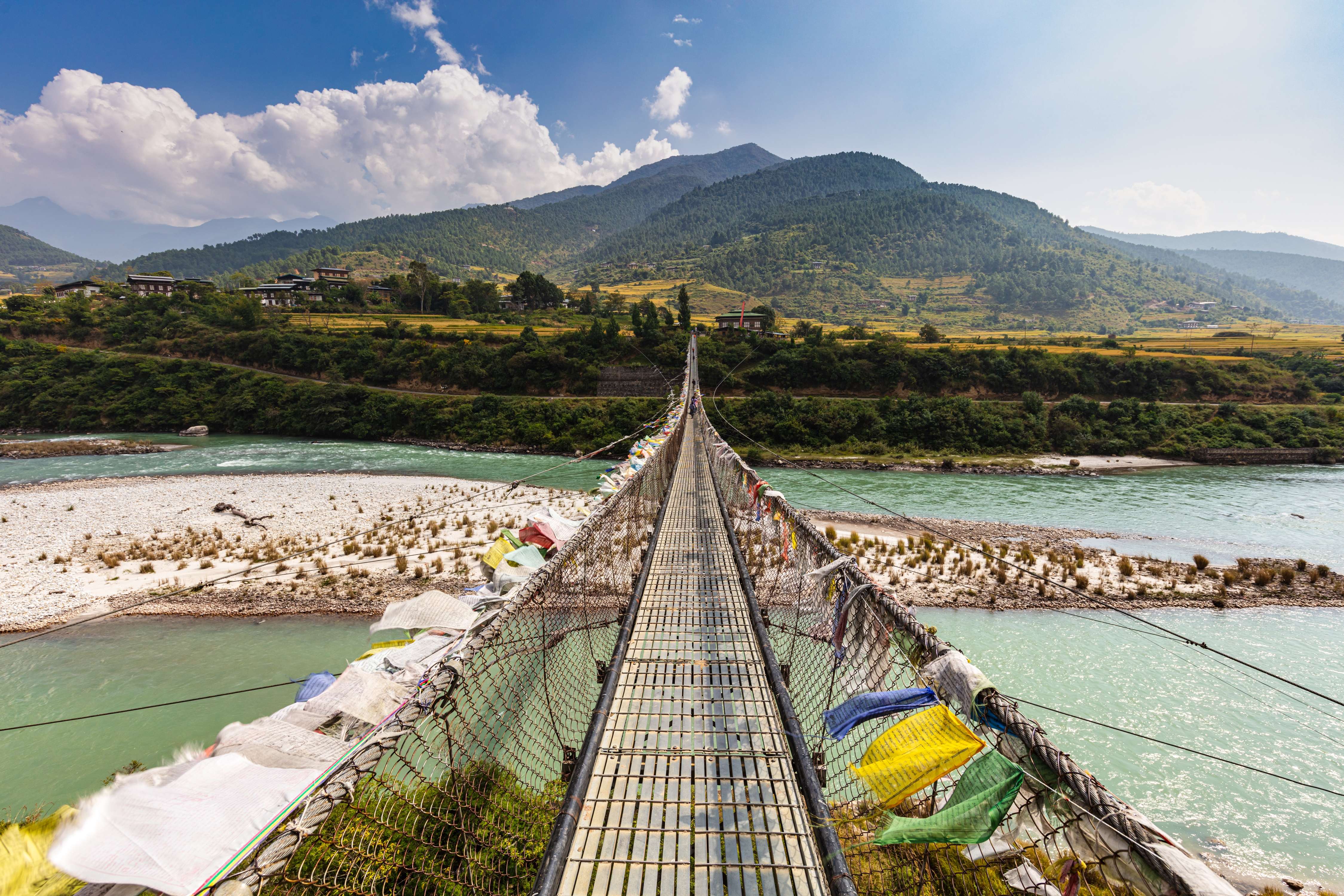 Panoramic beauty of Punakha Suspension Bridge, Bhutan