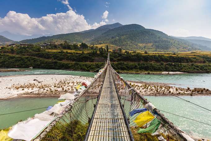 Panoramic beauty of Punakha Suspension Bridge, Bhutan