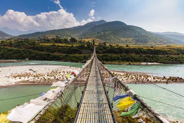 Panoramic beauty of Punakha Suspension Bridge, Bhutan