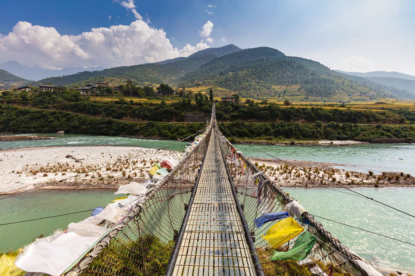 Panoramic beauty of Punakha Suspension Bridge, Bhutan