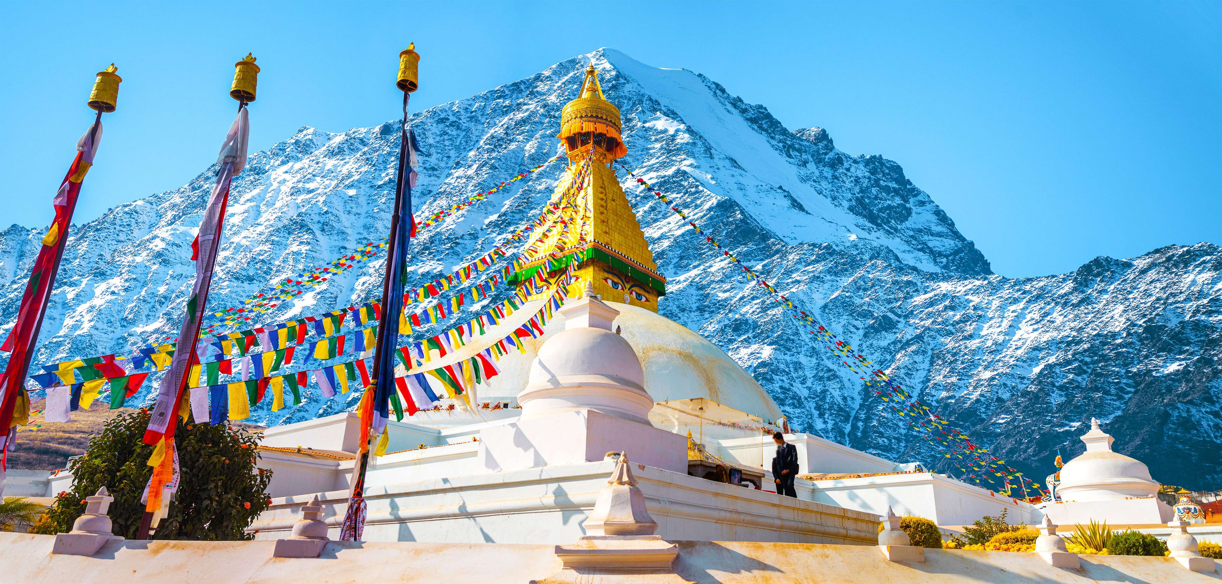 Boudhanath stupa with Himalayas in the backdrop