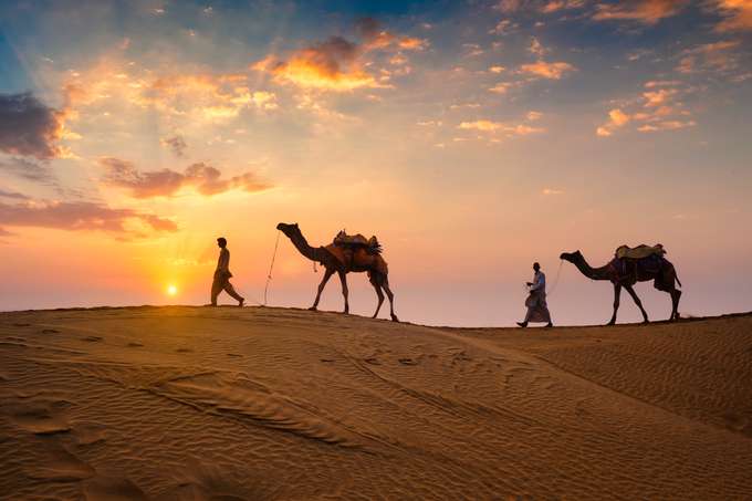Ride into the golden sunset on the back of a camel across the Osian dunes