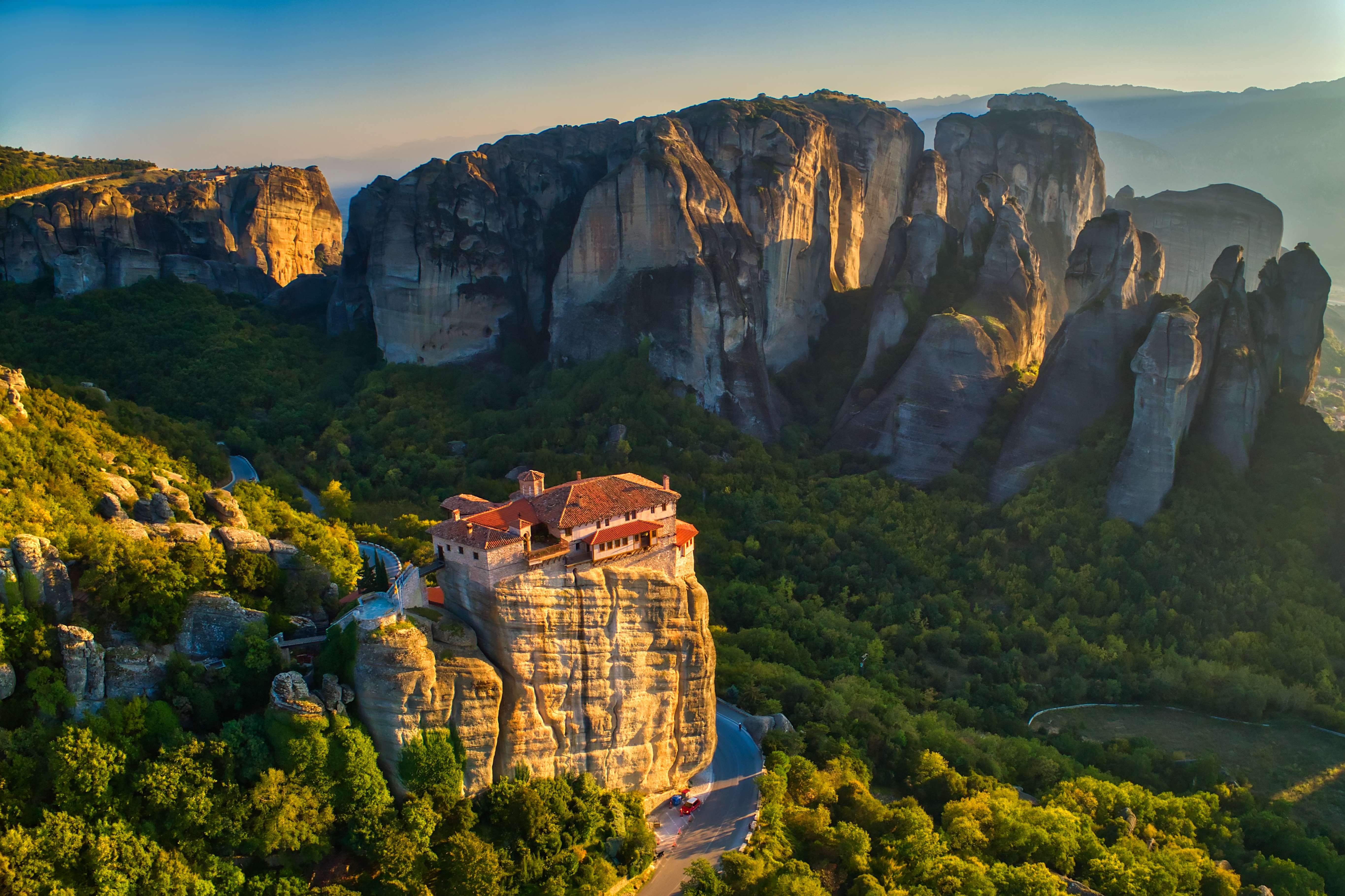 Aerial views of Meteora Monasteries