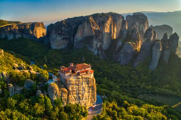Aerial views of Meteora Monasteries
