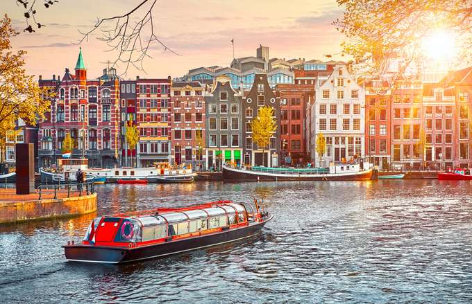 Picturesque view of Amsterdam canals