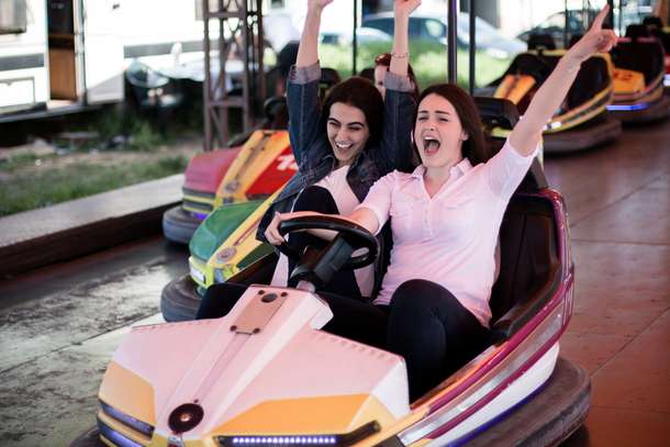 Enjoy some classic fun by bumping and crashing into friends and family in the bumper cars