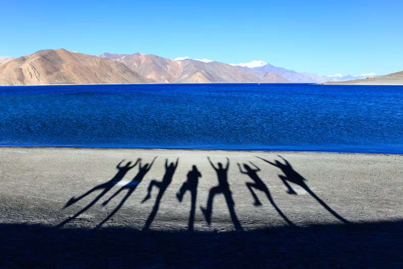 People enjoying near Pangong Tso