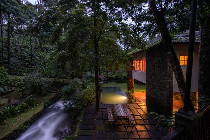 Swimming pool by the stream