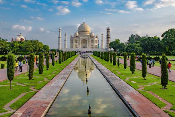 Marvel at the Taj Mahal’s timeless beauty and intricate architectural design