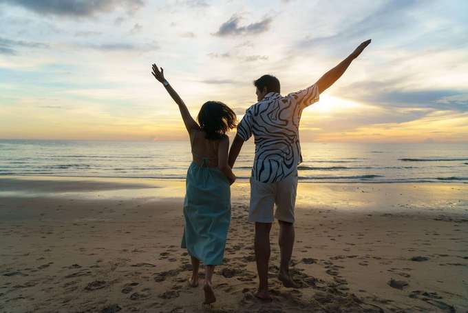Couple enjoying their time on a beach