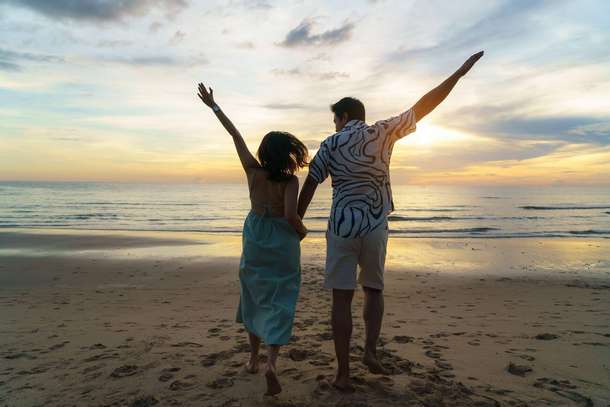 Couple enjoying their time on a beach