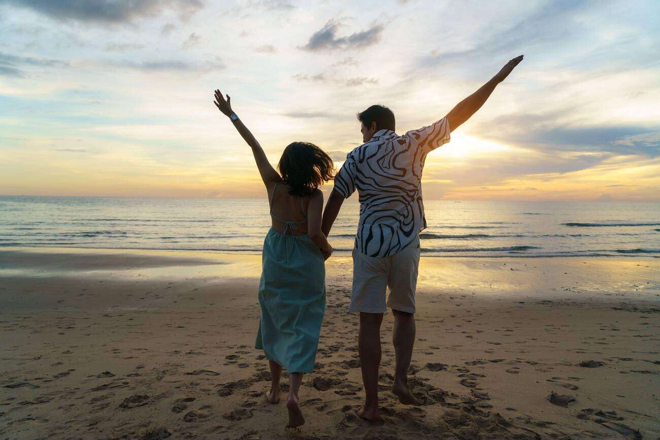 Couple enjoying their time on a beach