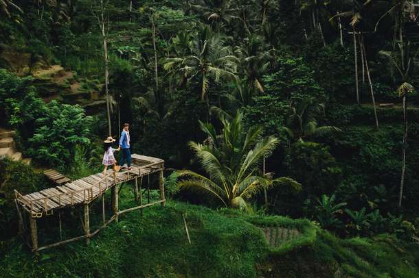Explore the lush green rice terraces of Bali