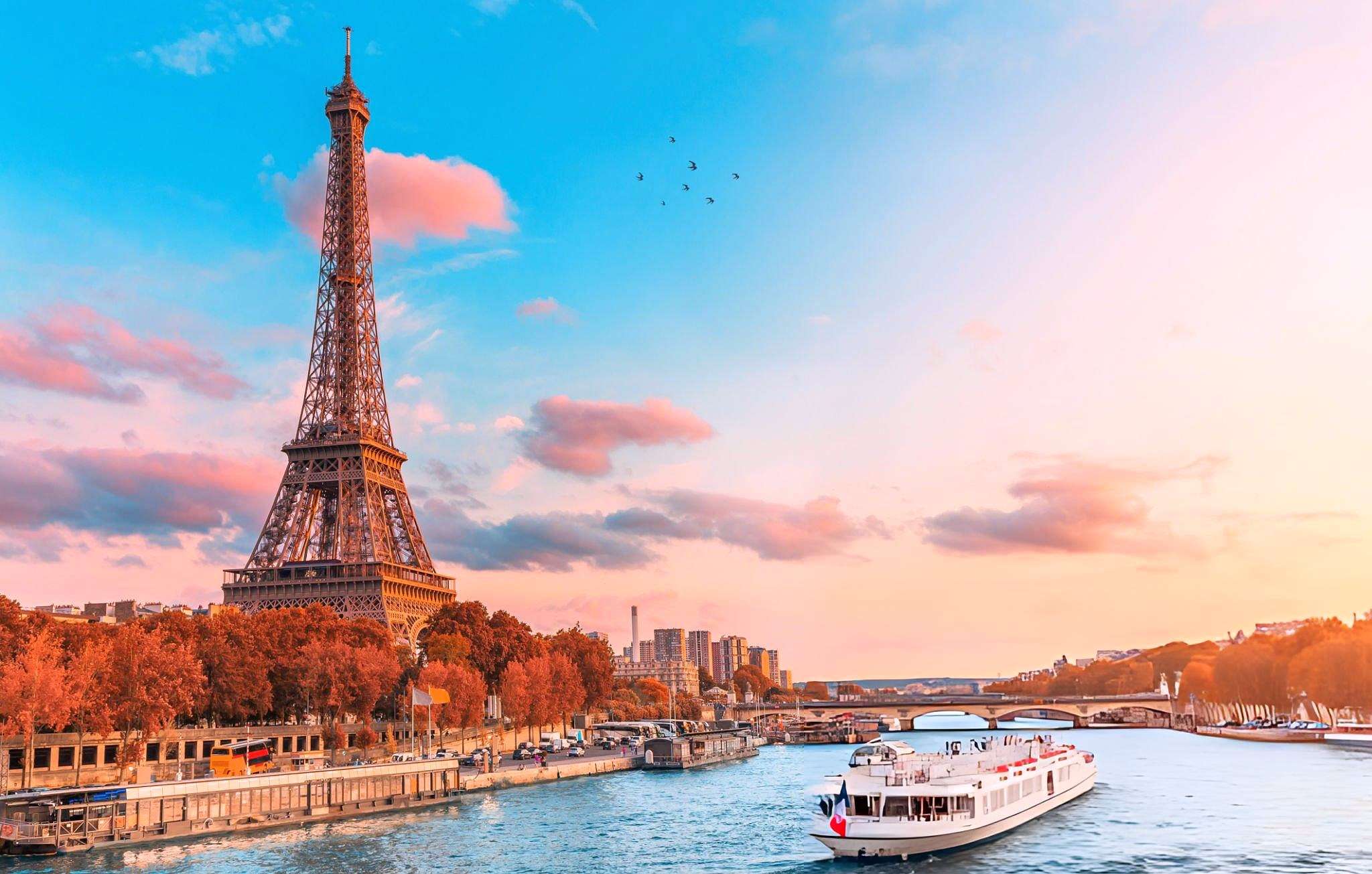Admire the views of Eiffel Tower and a serene Seine River cruise
