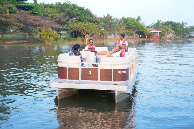 Settle into open seating pontoon boat and take in uninterrupted lake views