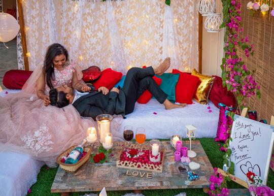 Fairytale Fountain Candlelight Dining On Rooftop Garden In Jaipur Image