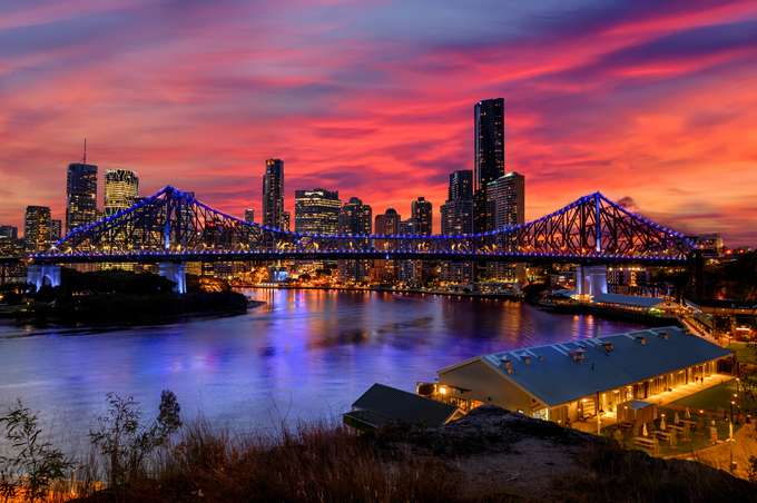 Capture the night lights of Brisbane from the summit of Story Bridge