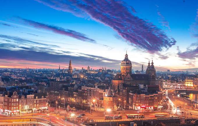 Skyline view of Amsterdam