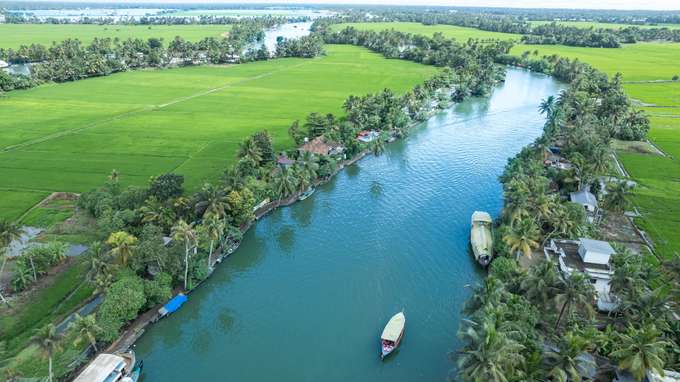 Aerial view of Alleppey Backwaters