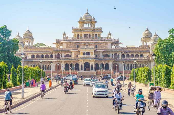 Admire the stunning architecture of Albert Hall, Jaipur’s oldest museum, showcasing a rich collection of history and art