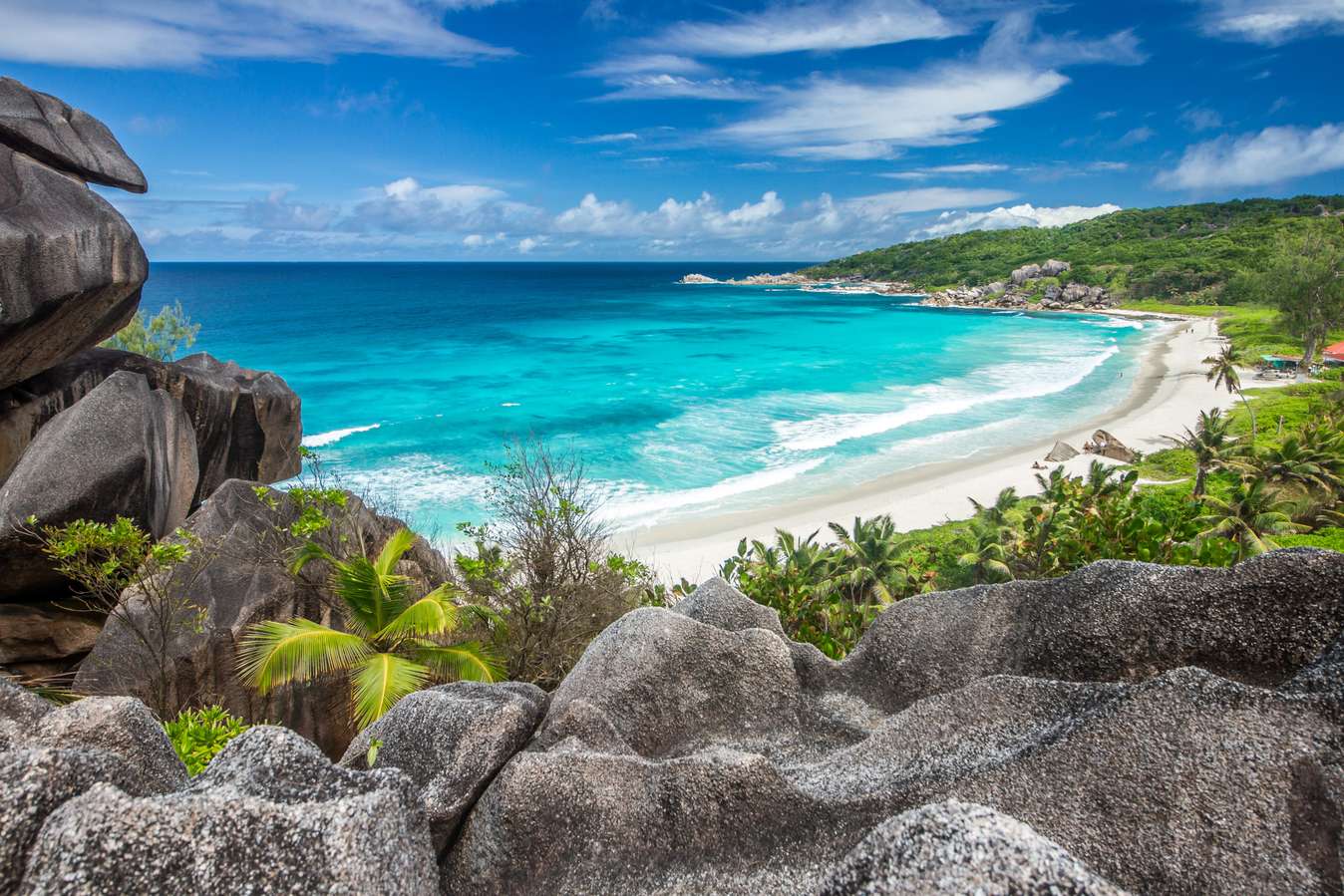 Turquoise water of the Grand Anse Beach, Seychelles