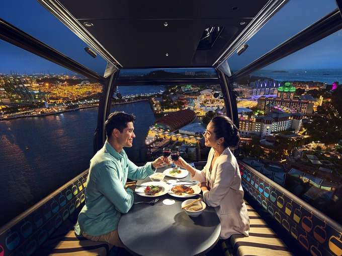 Couple enjoying sky dining