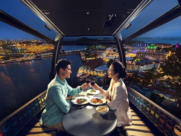 Couple enjoying sky dining