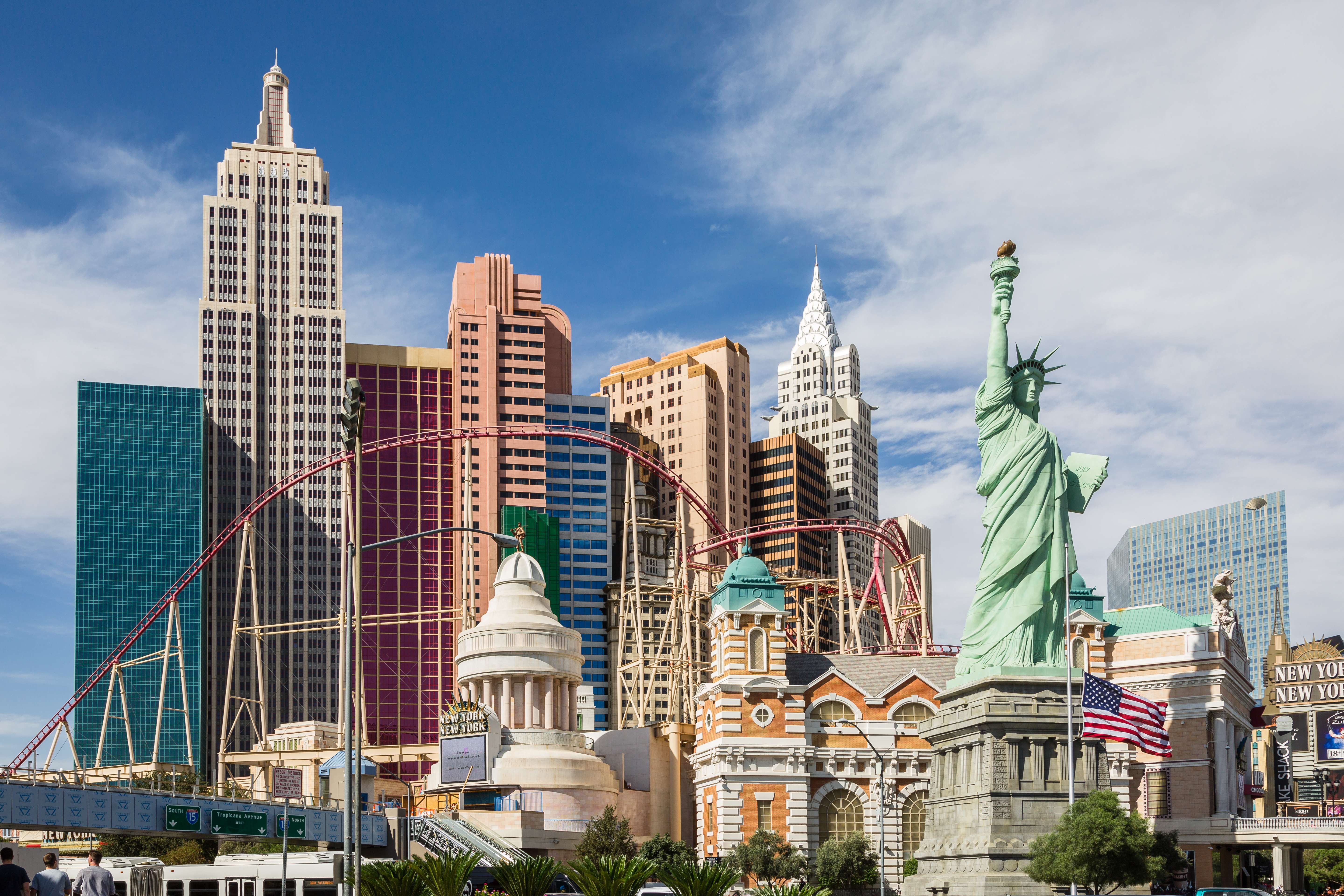 Ride across the Manhattan City replica in Las Vegas' Big Apple Coaster