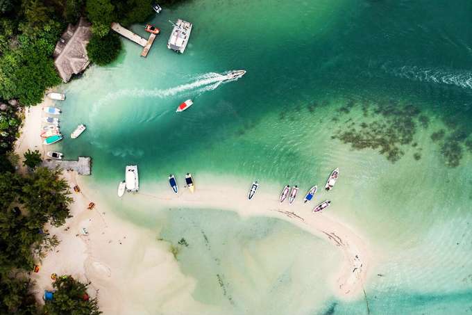 Aerial view of Ile Aux Cerfs