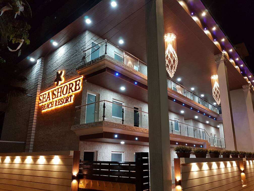 Sea Shore Beach Resort at night