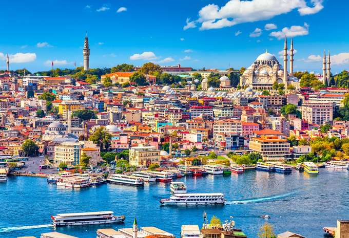 Tourists enjoying Bosphorus Cruise
