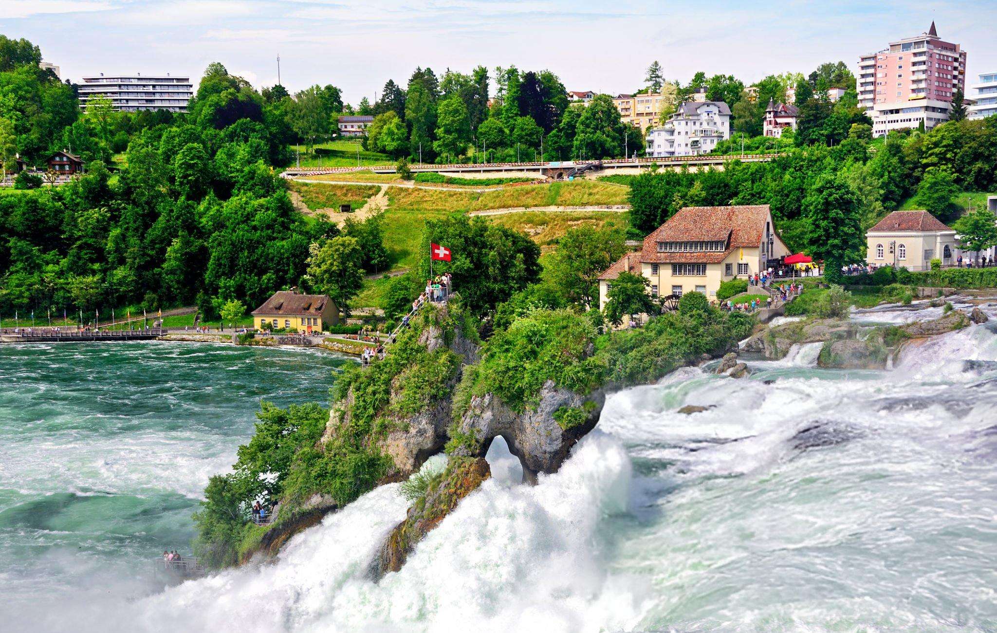 Marvel at the gushing Rhine Falls