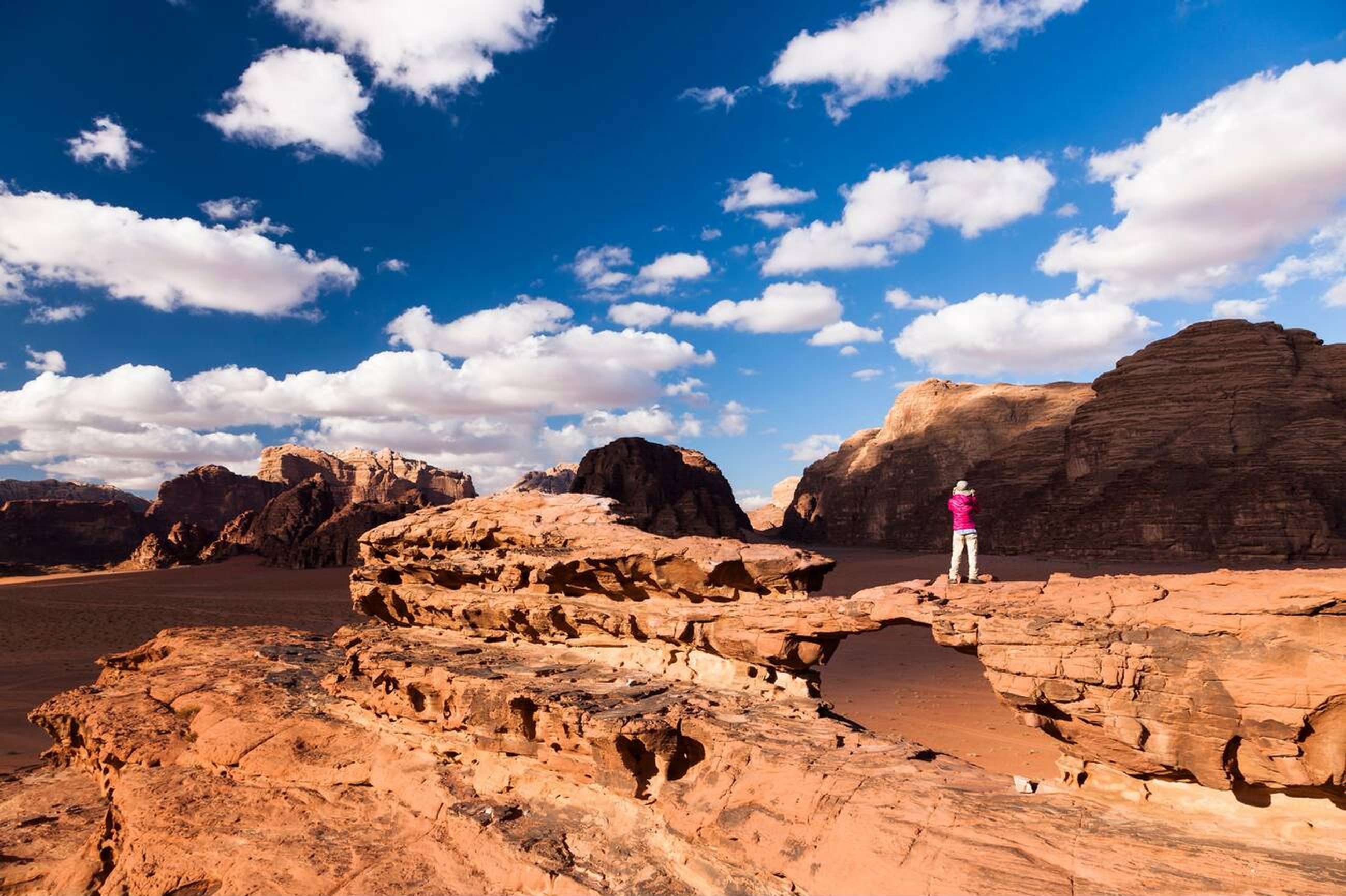  Admire breathtaking desert view from the Little Rock Bridge, Wadi rum