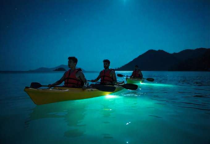 Let the glow of bioluminescent plankton guide your journey through the night