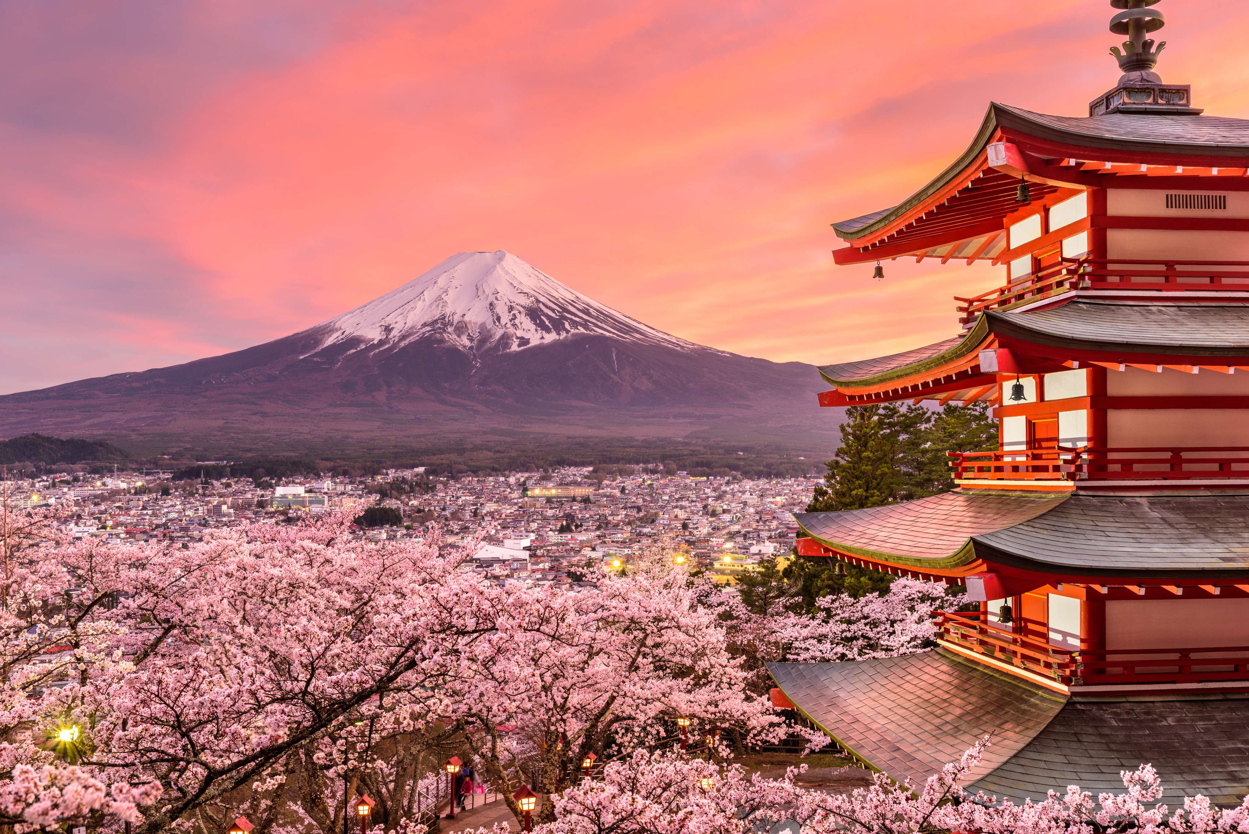 Mount Fuji visible from Chureito Pagoda, Japan