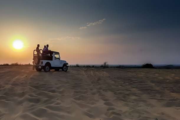 Visitors enjoying Jeep Safari in Jodhpur