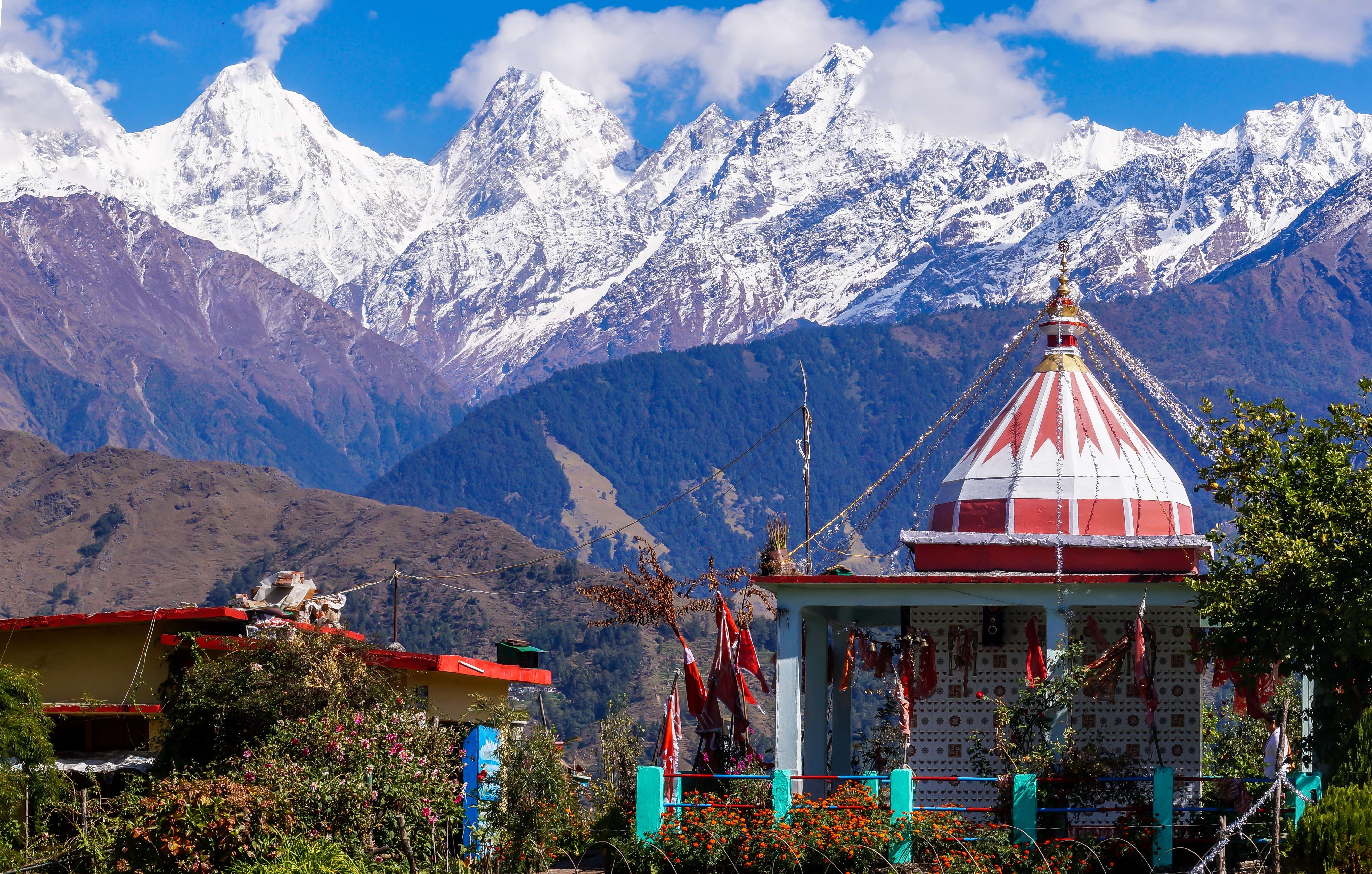 Nanda Devi Peak visible from Nanda Devi Temple, Uttarakhand