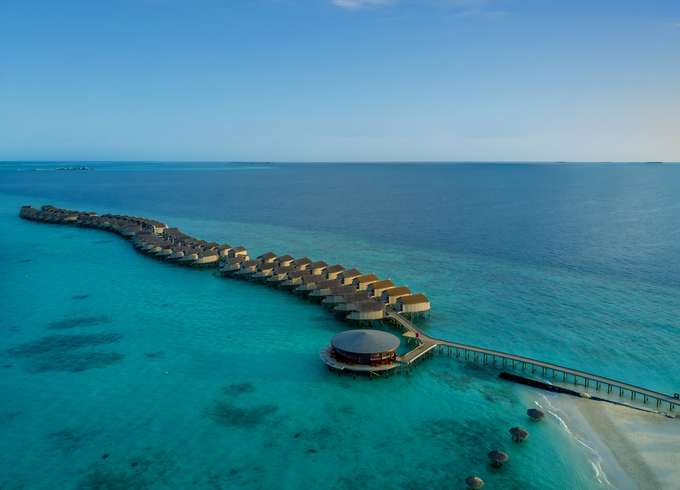 Aerial view of the Centara Ras Fushi Resort, Maldives