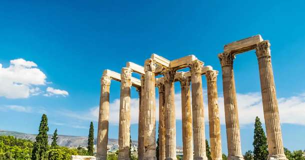 Stroll through the ancient Temple of Olympian Zeus