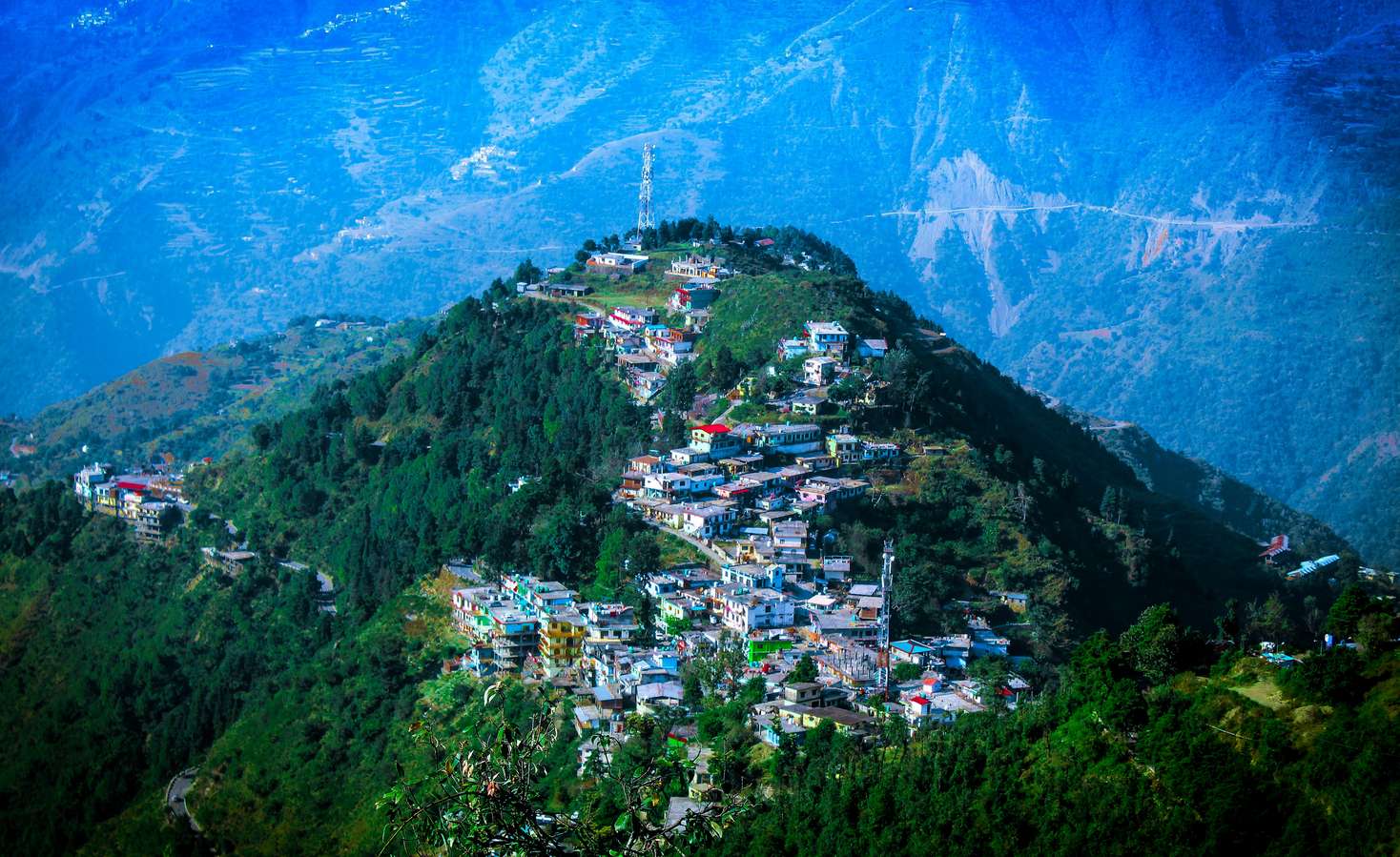 Aerial view of Mussoorie - the Queen of Hills