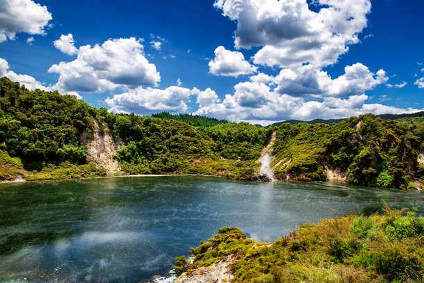 Panoramic view of Waimangu Volcanic Valley, New Zealand