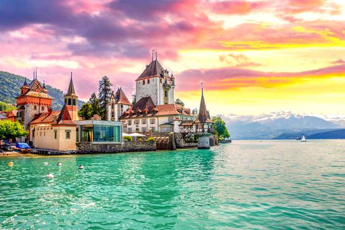 Beautiful Lake Thun in Switzerland