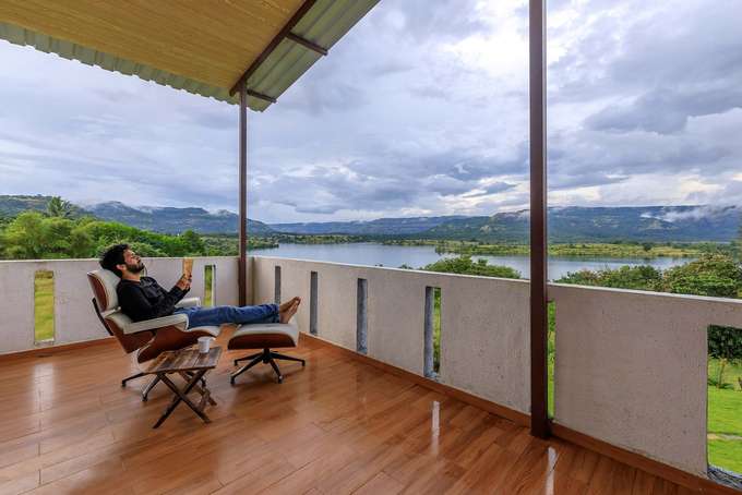 Private balcony offering lake views