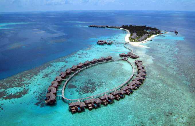 Soak-in the stunning aerial views of the Coco Bodu Hithi Resort