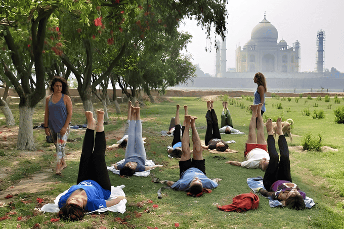 Go for a yoga session around Taj Mahal